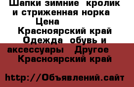 Шапки зимние: кролик и стриженная норка › Цена ­ 3 500 - Красноярский край Одежда, обувь и аксессуары » Другое   . Красноярский край